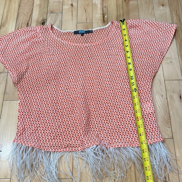 Eva Franco Open Knit Top with Feathers - Picture 5 of 7